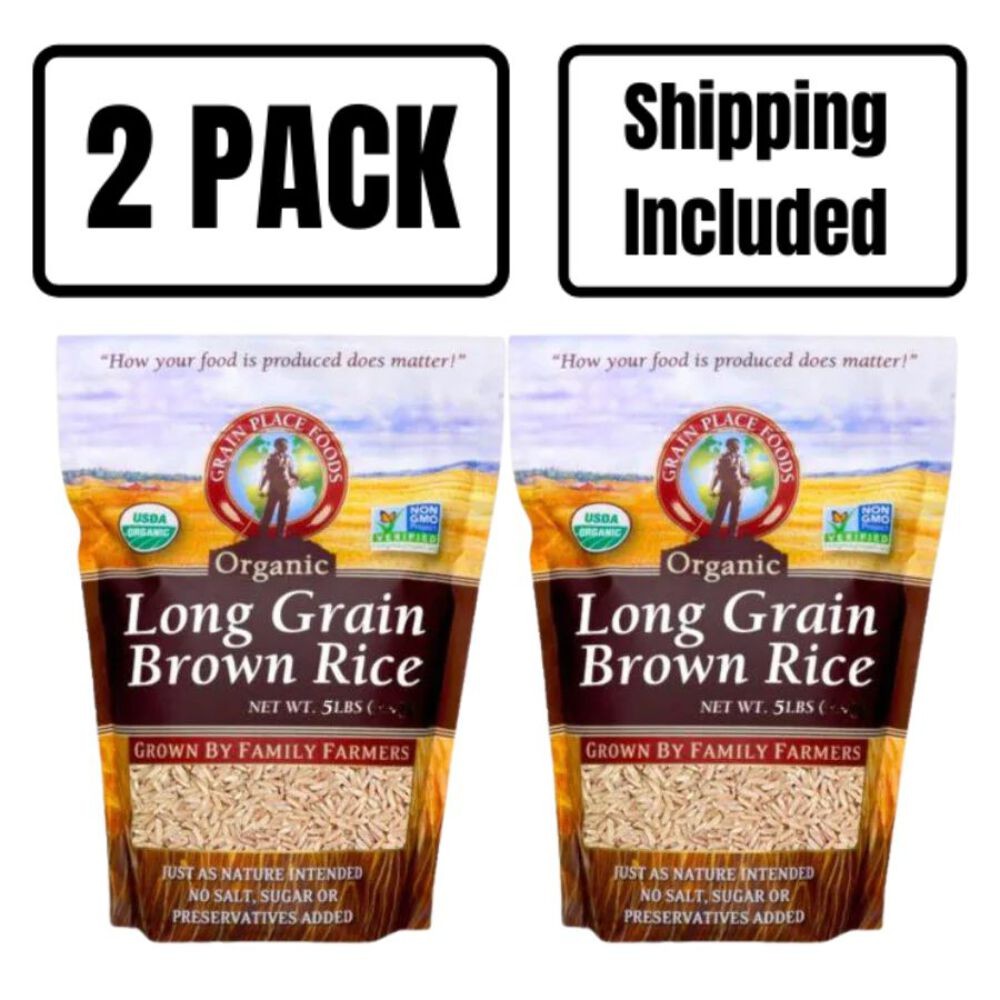 Organic Long Grain Brown Rice | 5 lb | Pack of 2 | Non-GMO | Shipping Included |