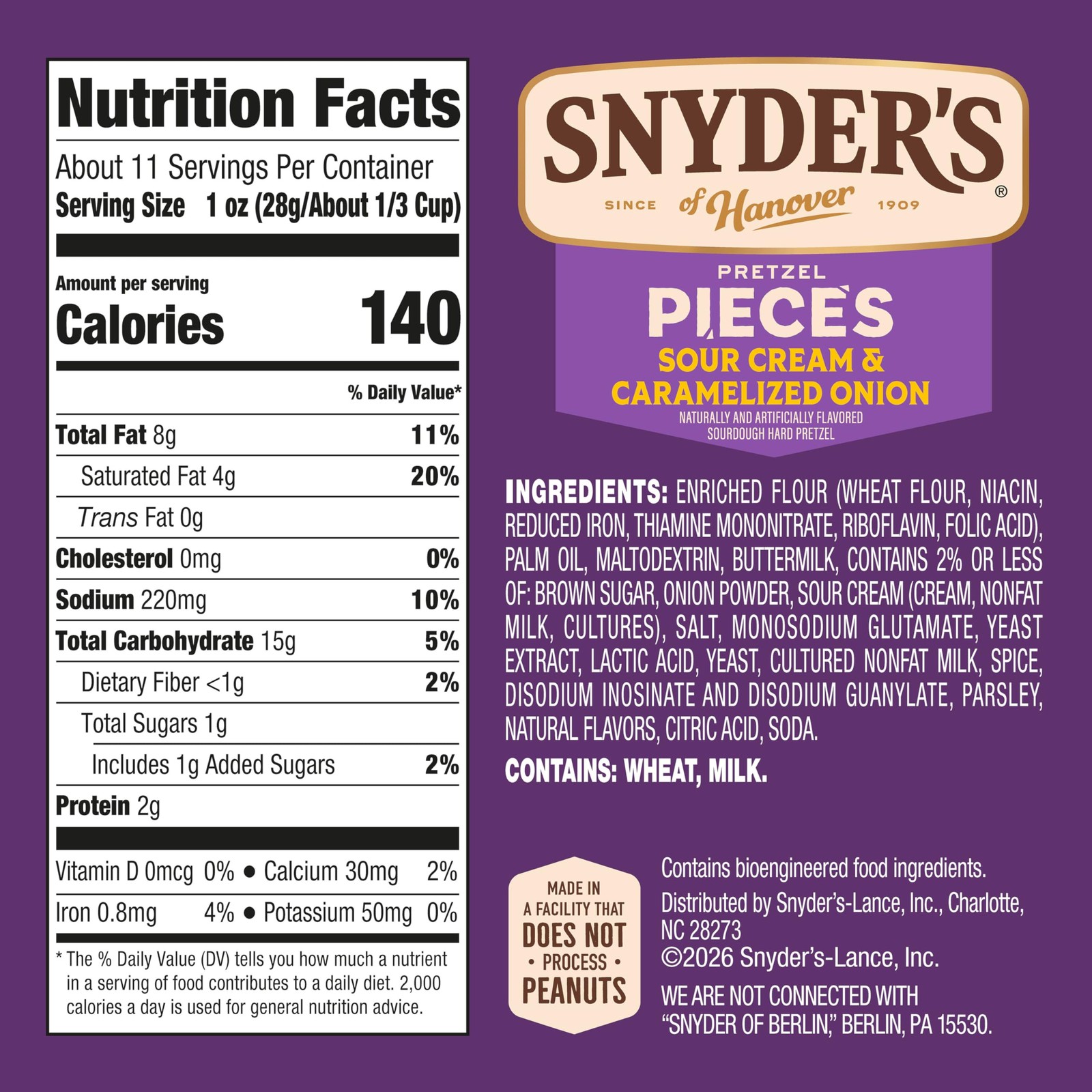Snyder’s of Hanover Sour Cream & Caramelized Onion 11.25 Ounce (Pack 1)