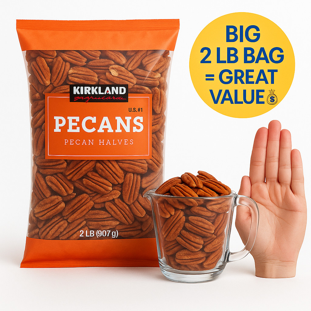 2 PACK – Kirkland Signature Shelled Pecan Halves Nuts Total 4 Lb