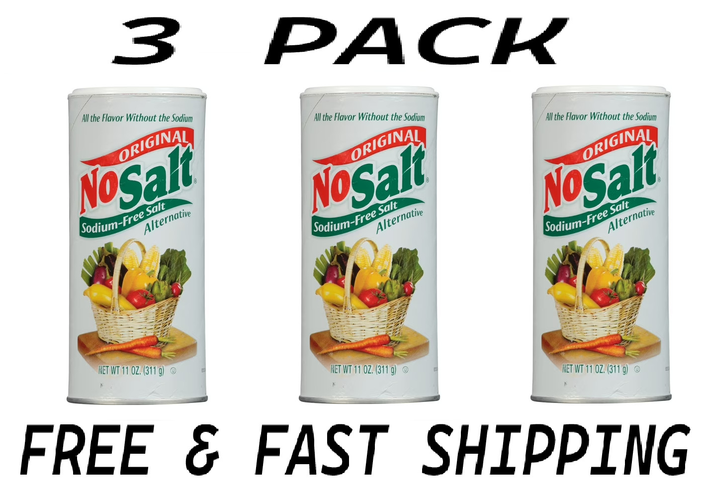 NoSalt Original Sodium-Free Salt Alternative,11 oz (3 PACK) FREE & FAST SHIPPING