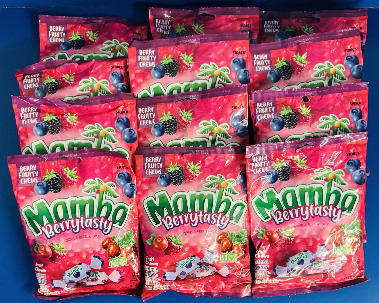 (12) Mamba Berrytasty Berry Fruity Chews 7.05oz. Bulk Lot BB: 05/27