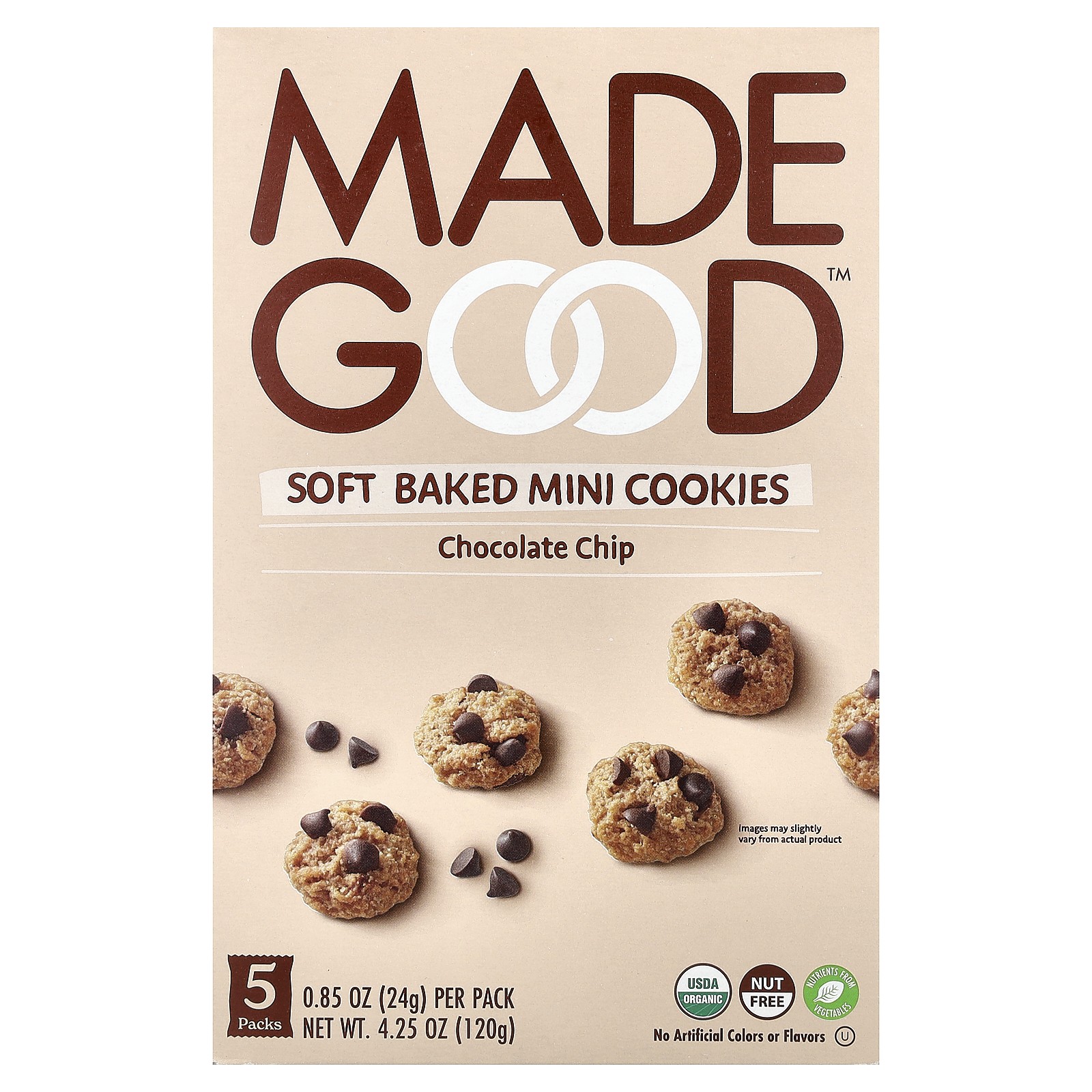 Soft Baked Mini Cookies, Chocolate Chip, 5 Packs, 0.85 oz (24 g) Each