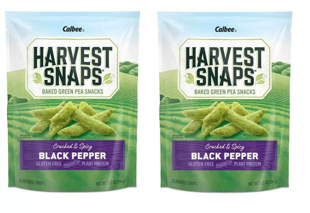 Harvest Snaps BLACK PEPPER Baked Pea Snacks, Vegan Gluten Free – 2 BAGS –