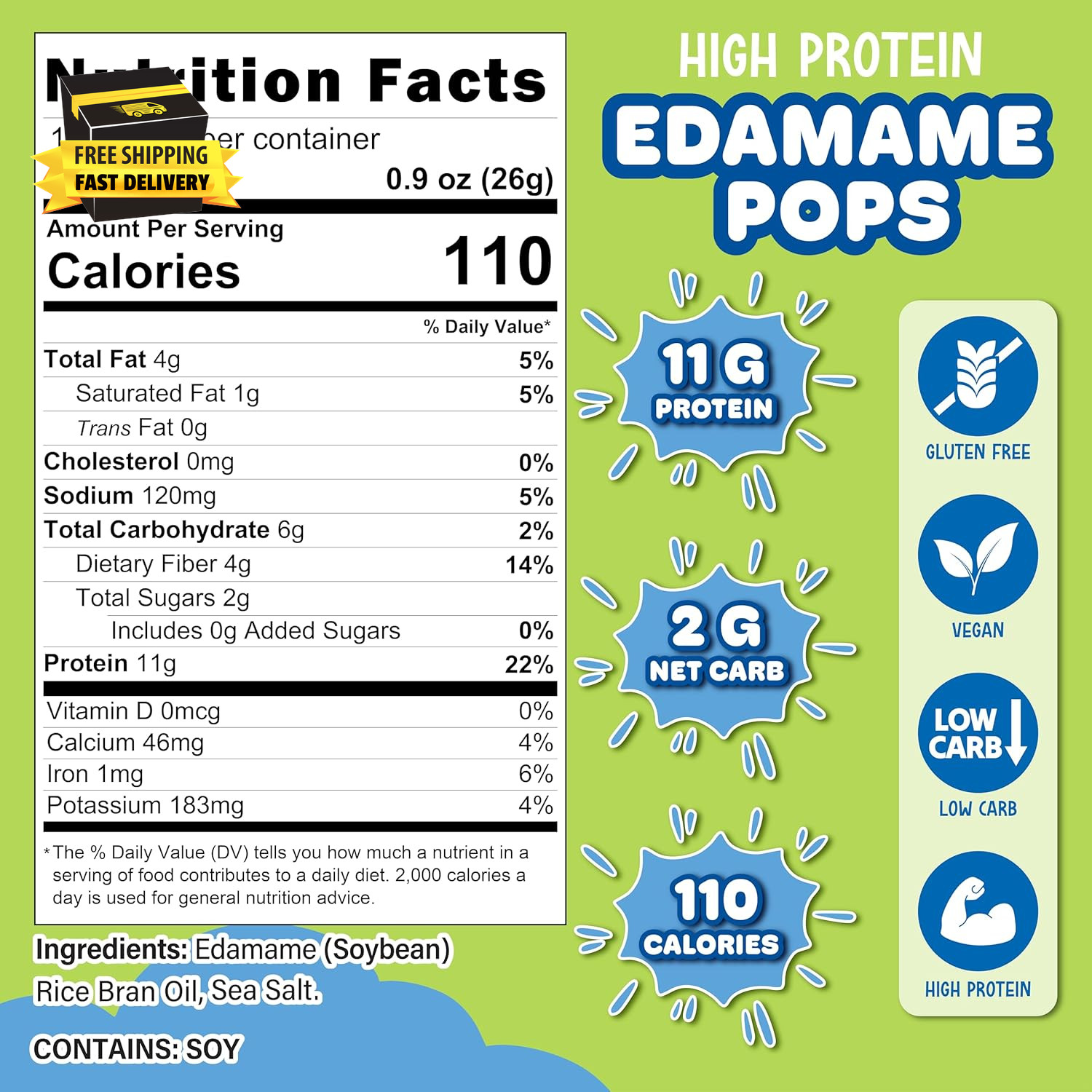 Crunchy Roasted Edamame Beans Snack (10 Pack Sea Salt) High Protein Snack Dry Ro