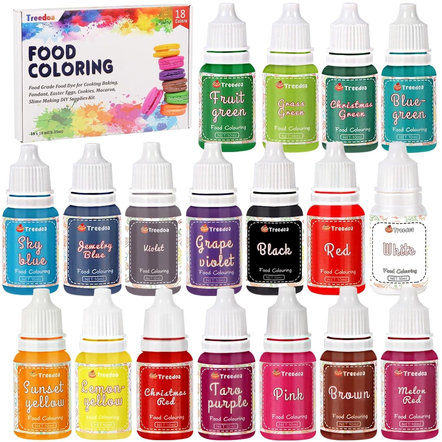 Food Coloring Liquid Set,18 Colors x 10ml Food Grade Food Dye Edible Vibrant …