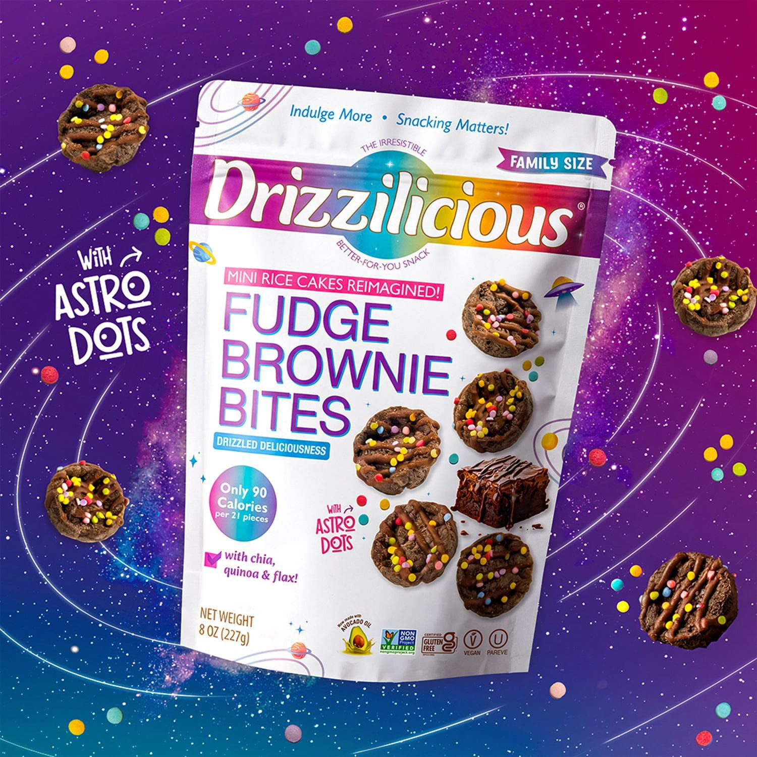 Drizzilicious Fudge Brownie Mini Rice Cakes, 8 oz. NEW LMTED FLAVOR! 2 PACK BIG