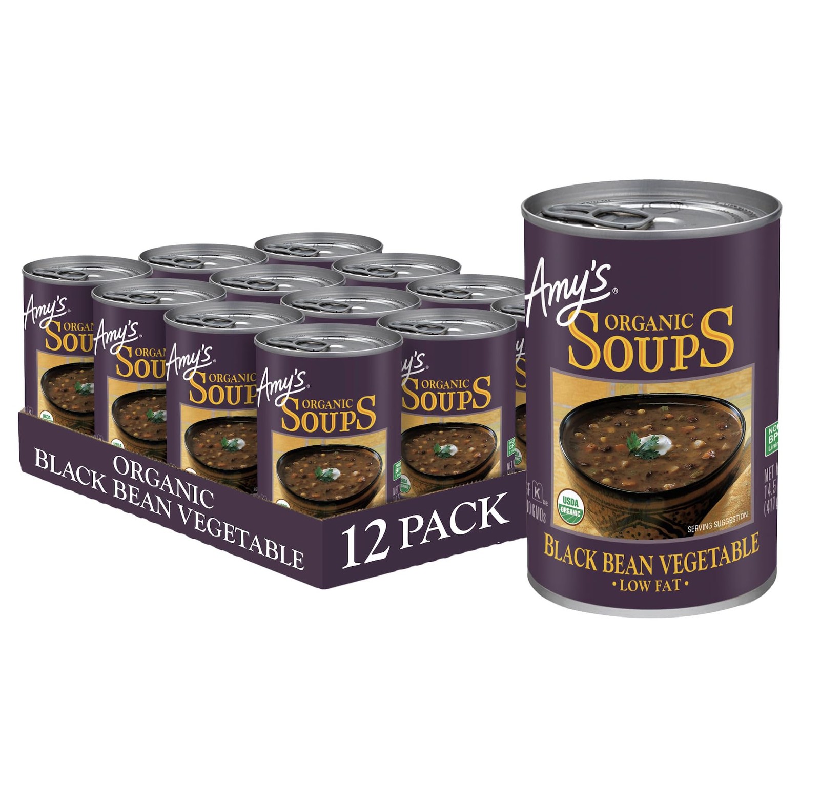 Amy’s Soup, Vegan, Gluten Free, Organic Black Bean Vegetable, Low Fat, 14.5 O…