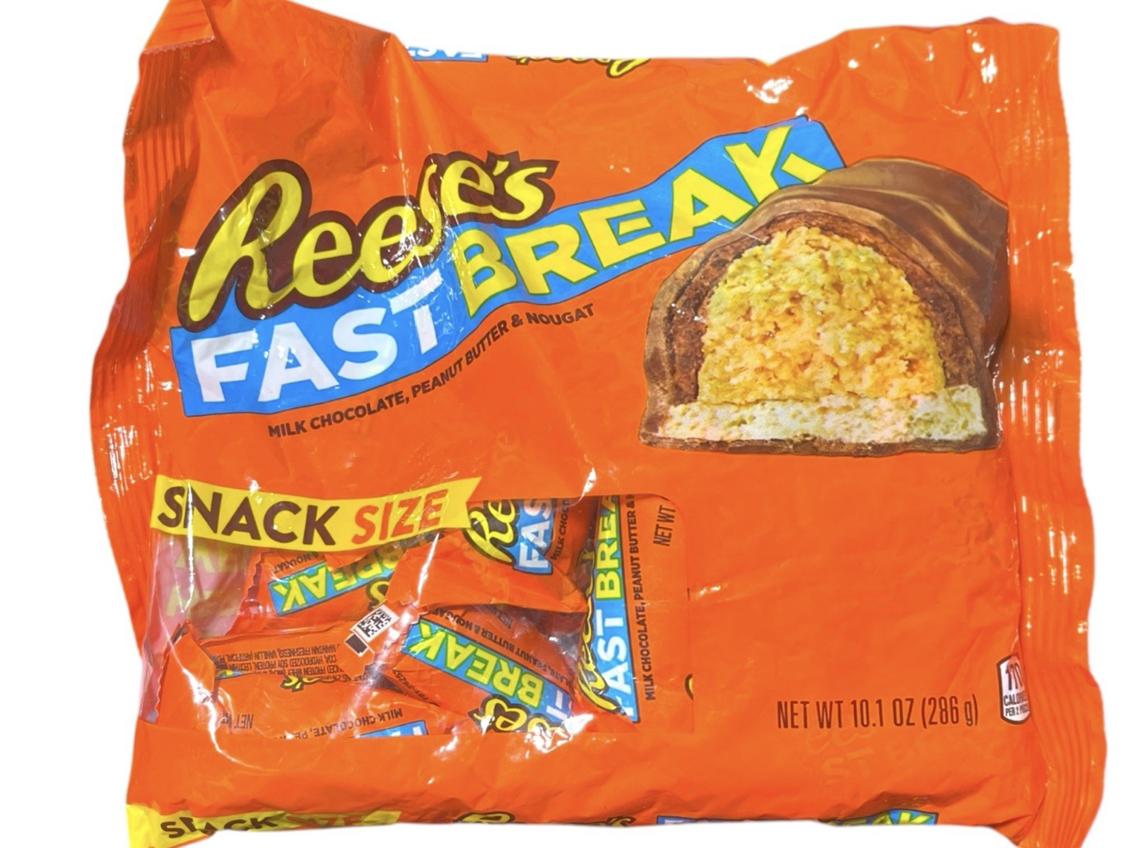 REESE’S FAST BREAK Snack Peanut Butter Nougat Candy Bars, 10oz Bag (Pack of 16)