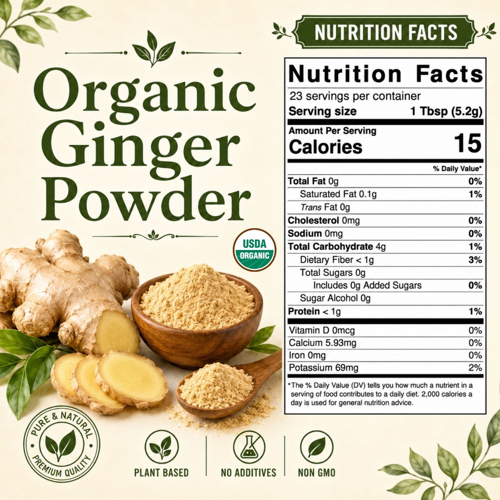 Spicy Organic Ginger Powder 16 oz | USDA Organic