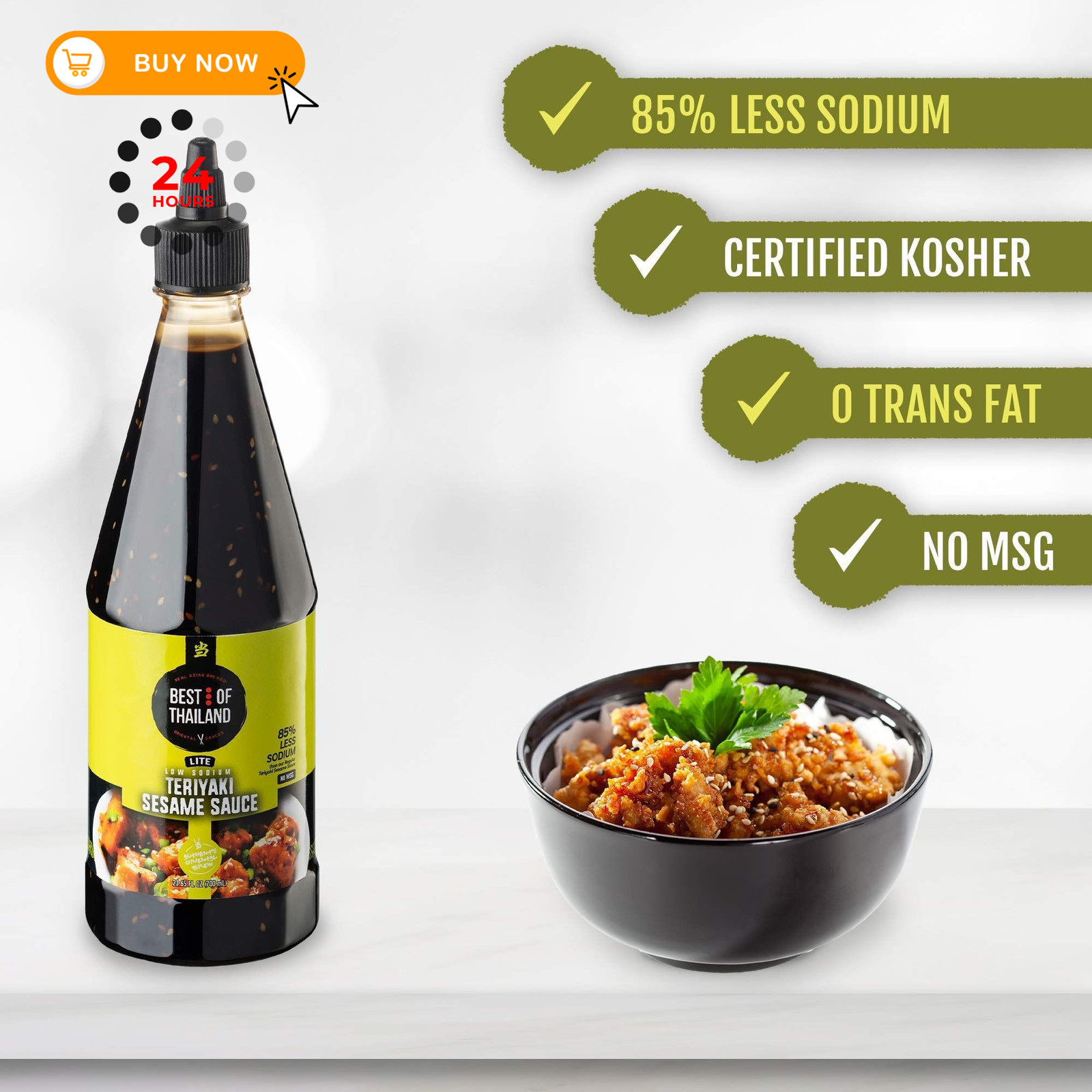 Best of Thailand Sesame Teriyaki Soy Sauce Lite | 2 23.65 Fl Oz (Pack 2)
