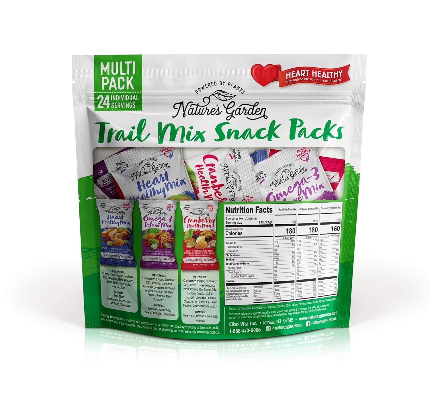 Heart-Healthy Trail Mix Snack Pack – 28.8 oz, All Natural Ingredients, 24 Packs