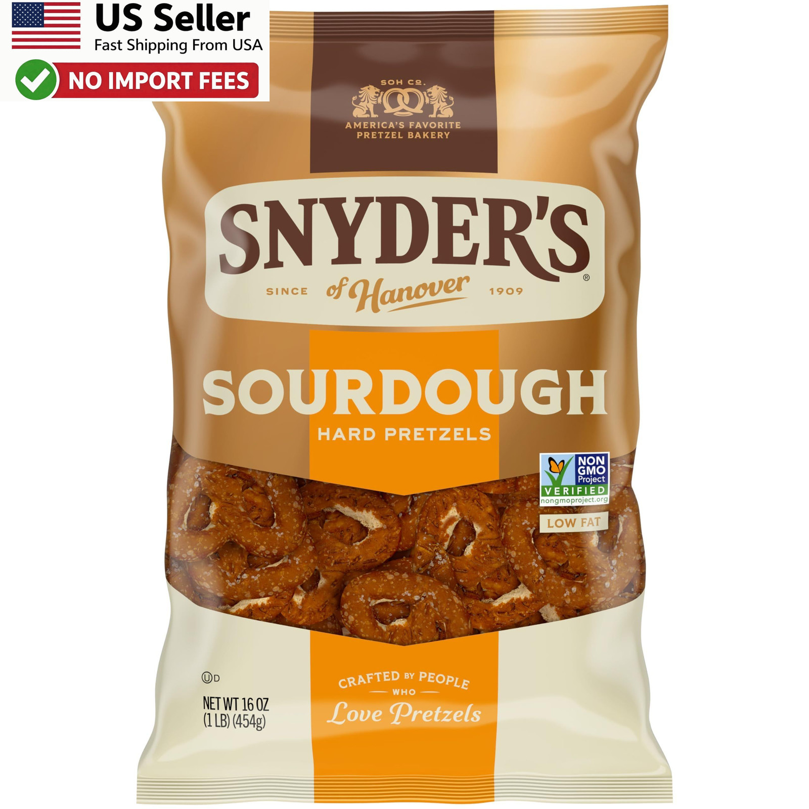 Snyder’s of Hanover Sourdough Hard Pretzels 16 Oz Bag Salty Snack New FROM USA