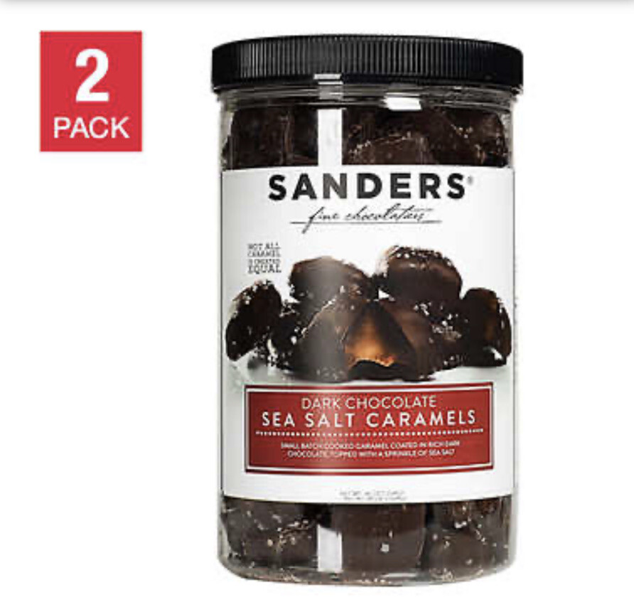2 Boxes 36 Oz SANDERS Dark Chocolate Sea Salt Caramels Total 72 oz NEW