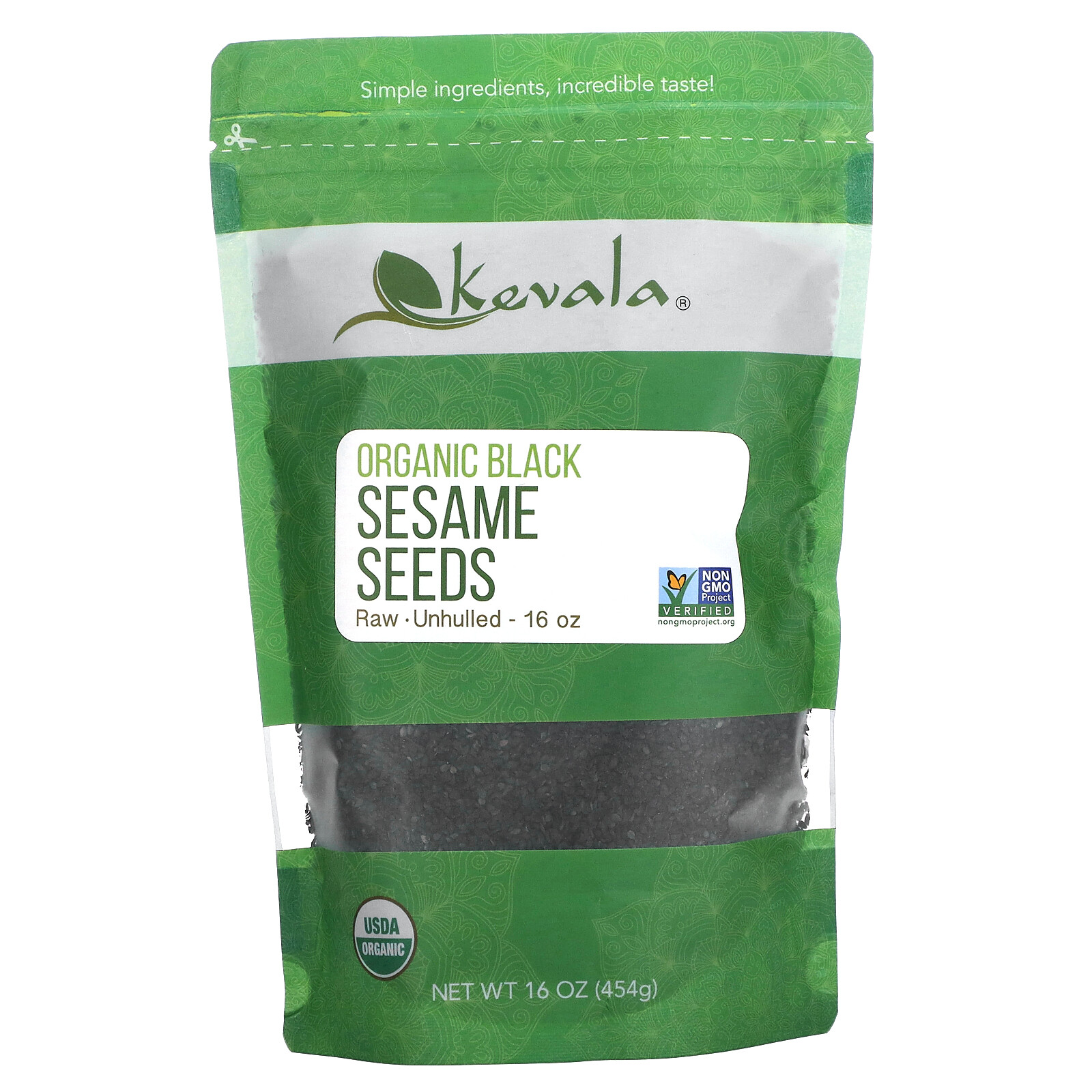 Kevala Organic Black Sesame Seeds 16 oz 453 g Kosher, Organic, Raw