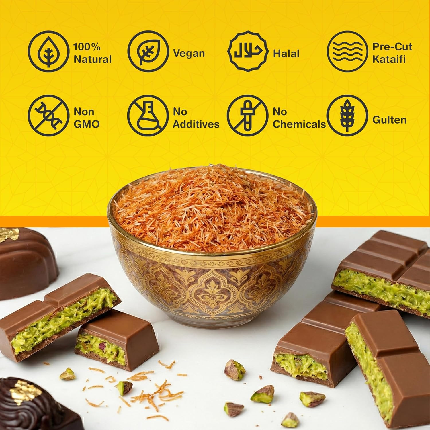 Kataifi, Premium Roasted Kataifi for Dubai Chocolate Bar, Toasted Kataifi Shredd