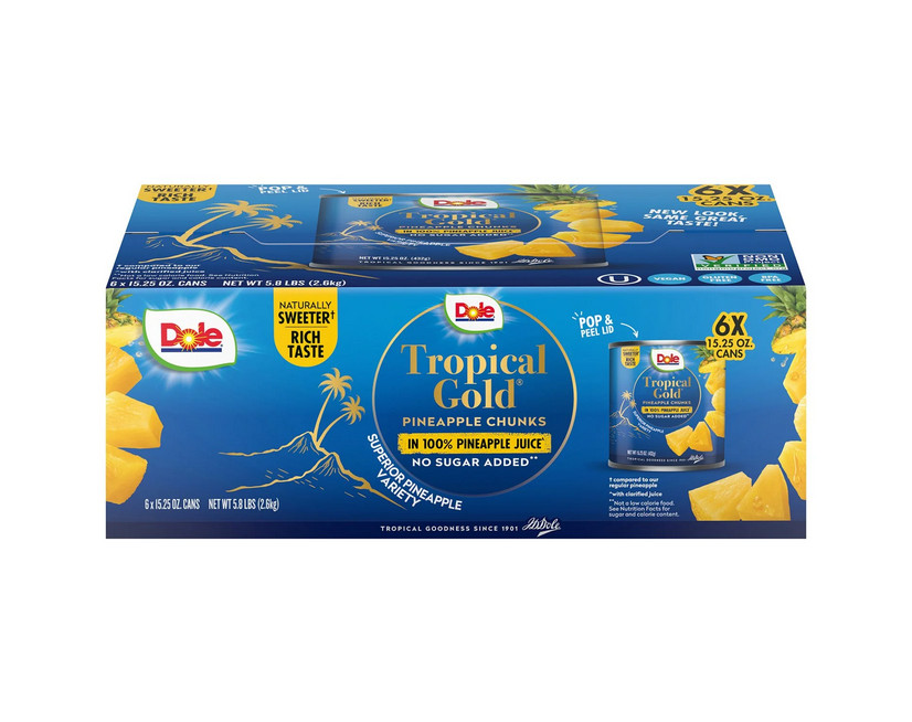 Dole Tropical Gold Pineapple Chunks, 15.25 oz., 6 pk.