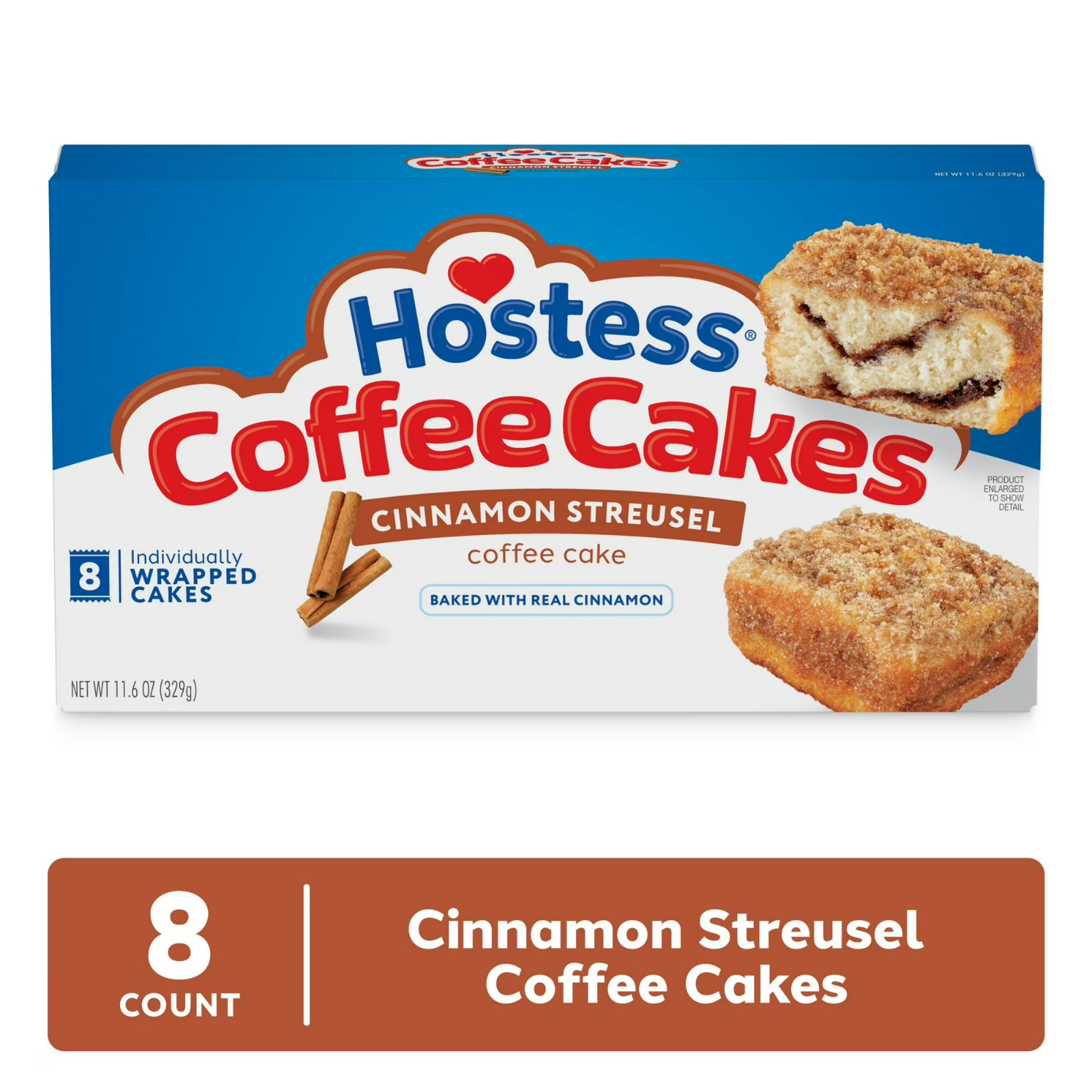 Box Hostess Cinnamon Streusel Coffee Cakes 8 Individually Wrapped /11.6 Oz