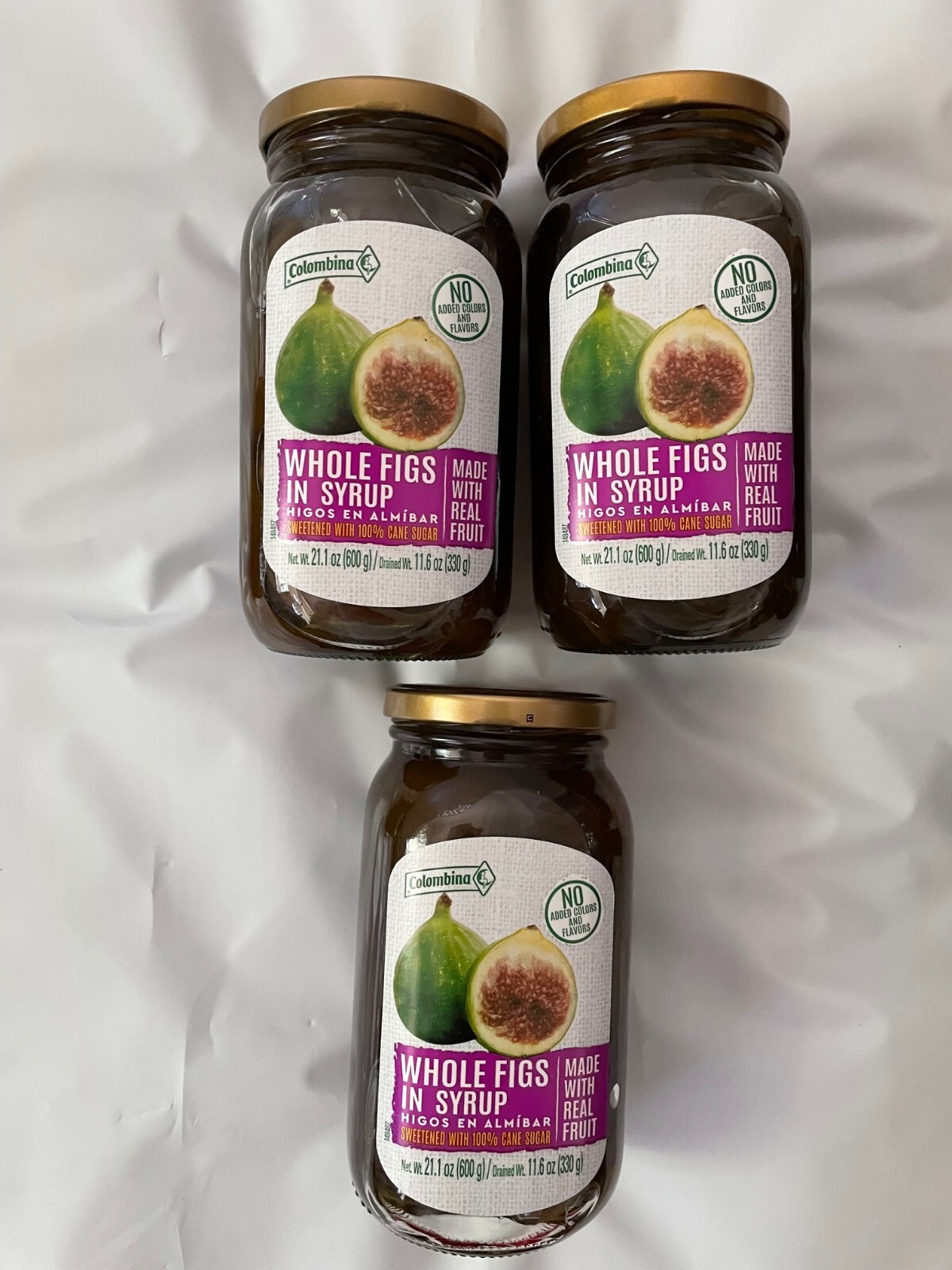 3-Pack Colombina Dulce de Brevas – Whole Figs in Heavy Syrup, 21.2 oz Glass Jars