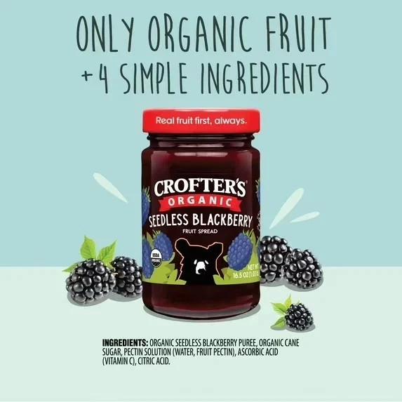 Crofter’s Organic Seedless Blackberry Premium Fruit Spread, 16.5 oz