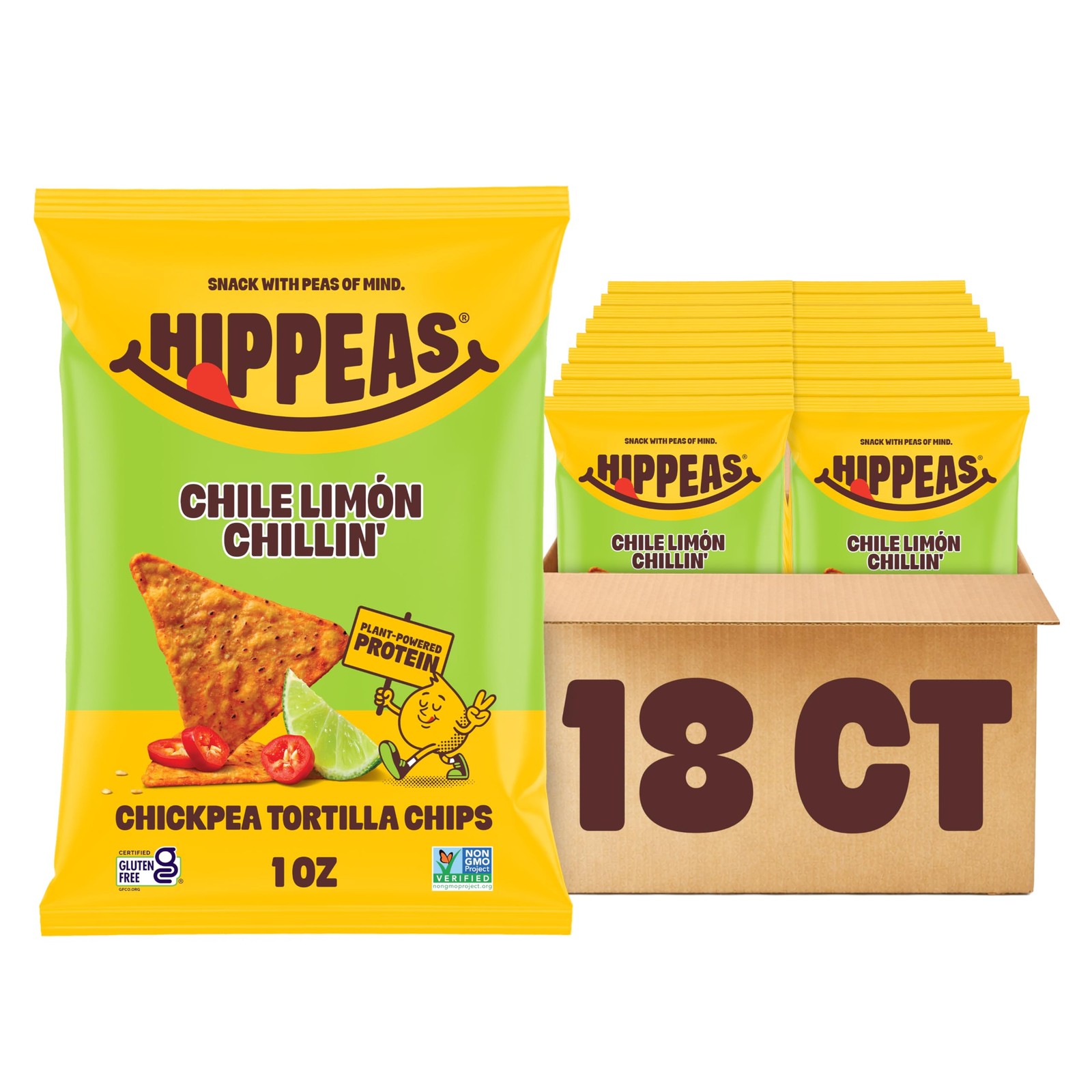Chile Limon Tortilla Chips 1oz (Pack of 18) 3g of Protein, 3g of Fiber, Glute…