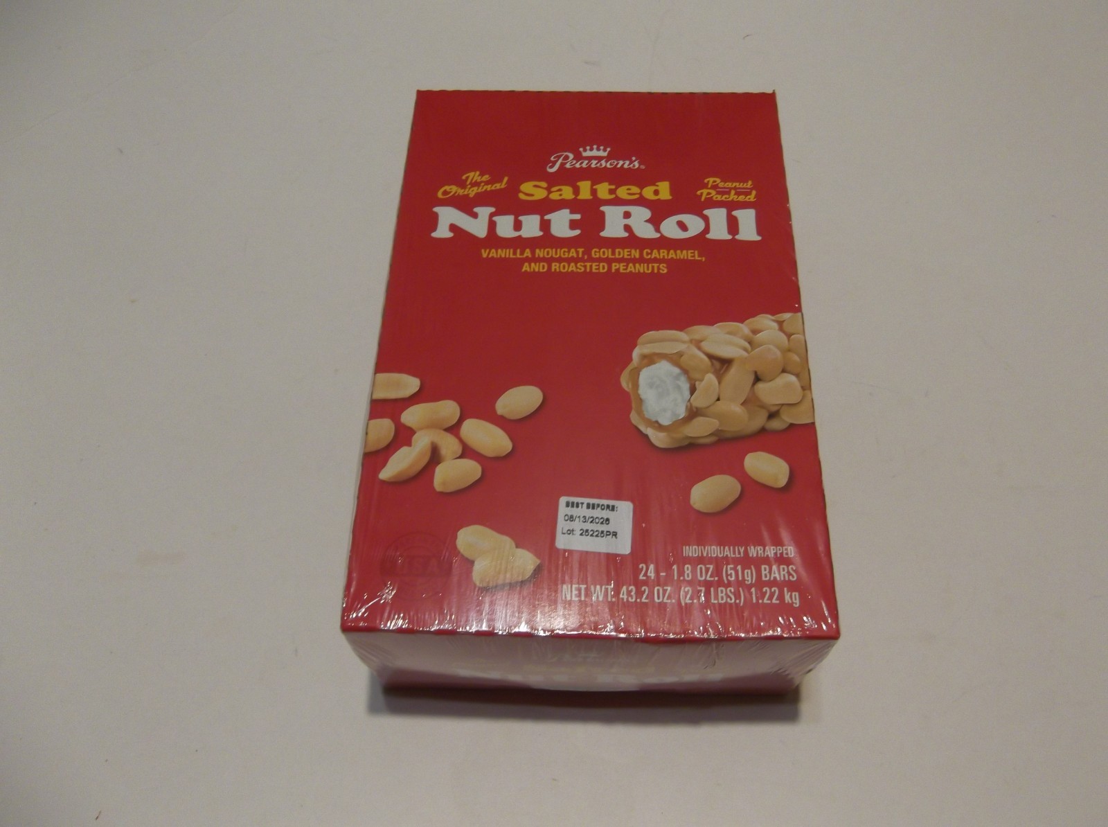 Pearson’s Salted Nut Roll Peanut, Caramel, Nougat Candy 24 Full- Size Bars