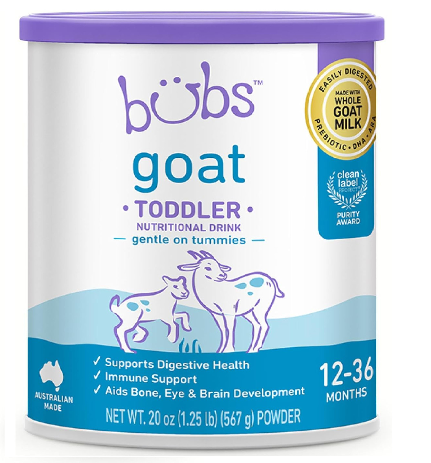 Bubs Goat Toddler Nutritional Drink Non-GMO Whole Goat Milk-Based Gentle Form…