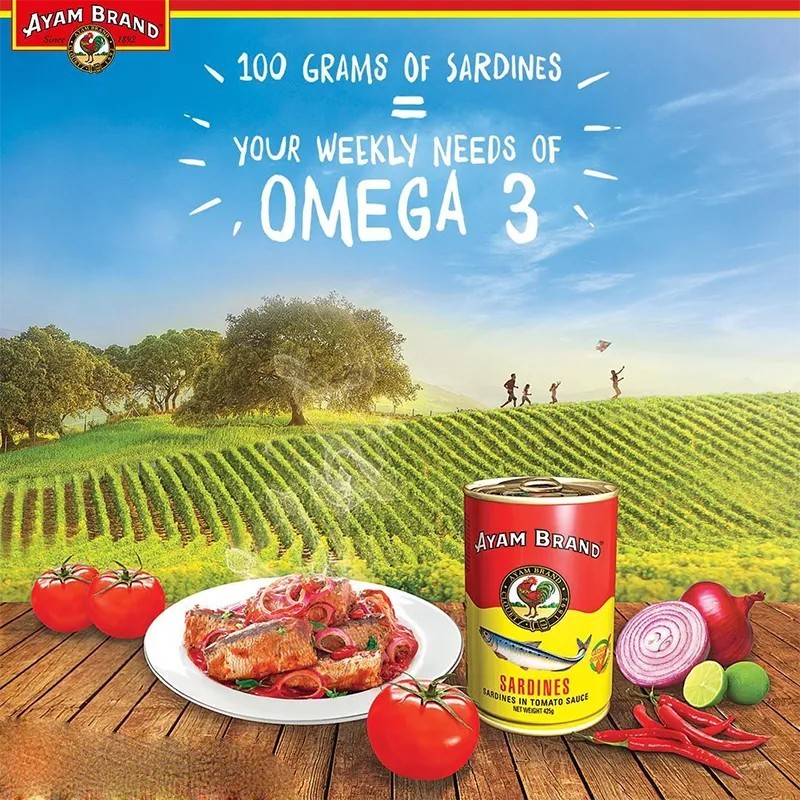 Ayam Brand Sardines in Tomato Sauce 425g x 4 Cans DHL SHIPPING