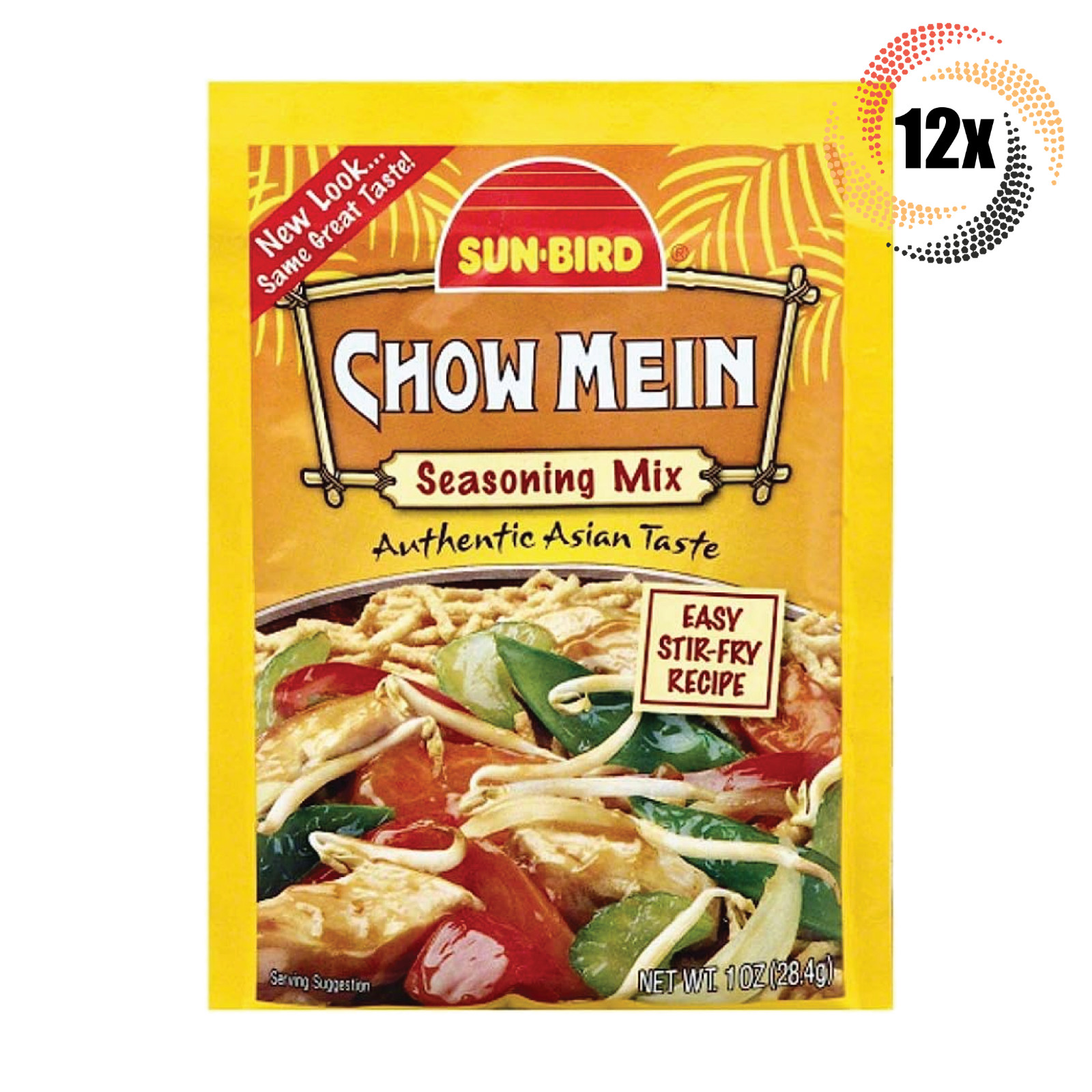 12x Packets Sun Bird Chow Mein Seasoning Mix | Authentic Asian Taste | 1oz