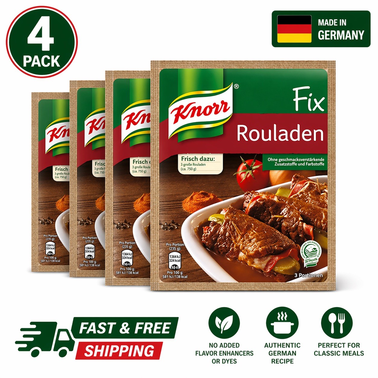 4x Knorr Fix Rouladen German Seasoning Mix Sauce Authentic Imported 4 Pack