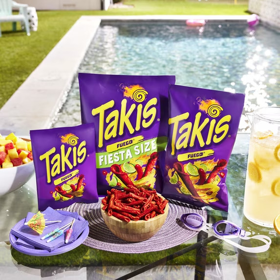 Takis Fuego 17 oz Fiesta Size Bag, Hot Chili Pepper & Lime Rolled Tortilla Chips