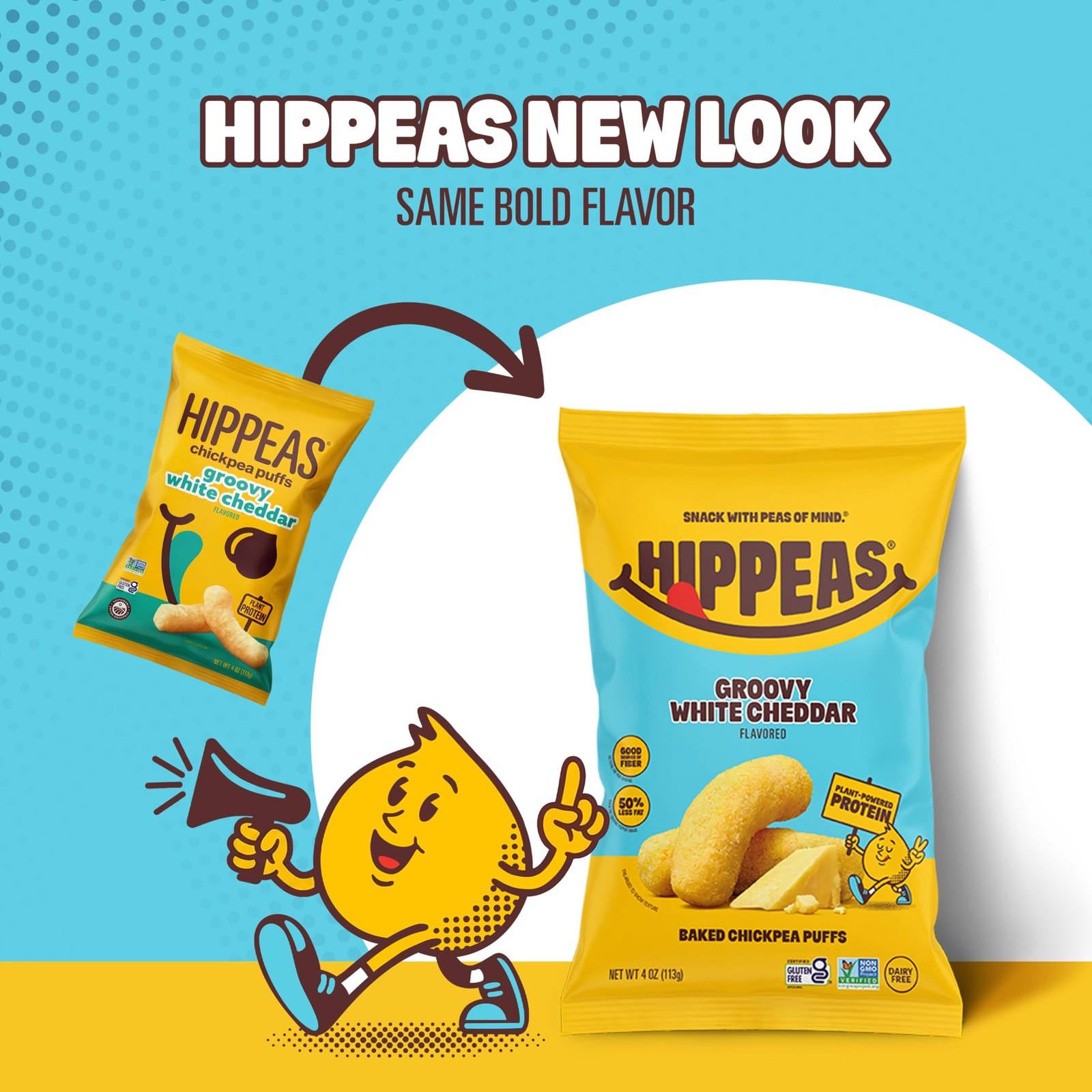 Hippeas Chickpea Puffs, Vegan White Cheddar, 4 Ounce 4 (Pack of 1)