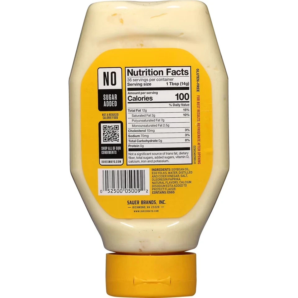Duke’s Real Mayonnaise Squeeze Bottle, 18 Ounce (Pack of 1)