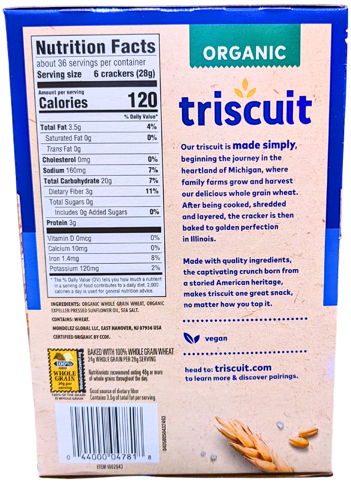 Nabisco Original Triscuit Organic Sea Salt 4×9 Ounce Box EXP 05/2026