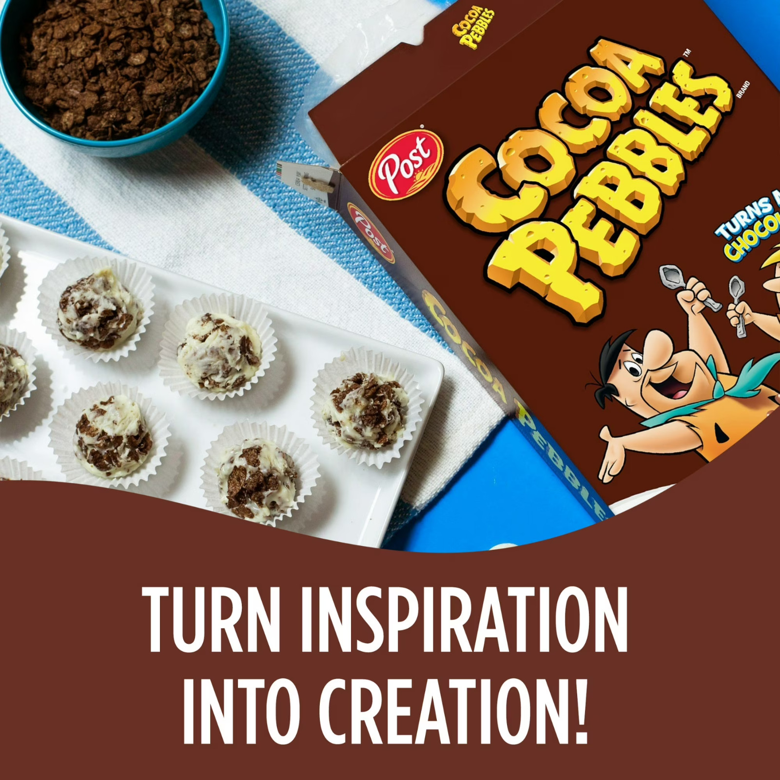Post Cocoa PEBBLES Breakfast Cereal, Gluten Free, Sweetened Puffed Rice, 32 oz B