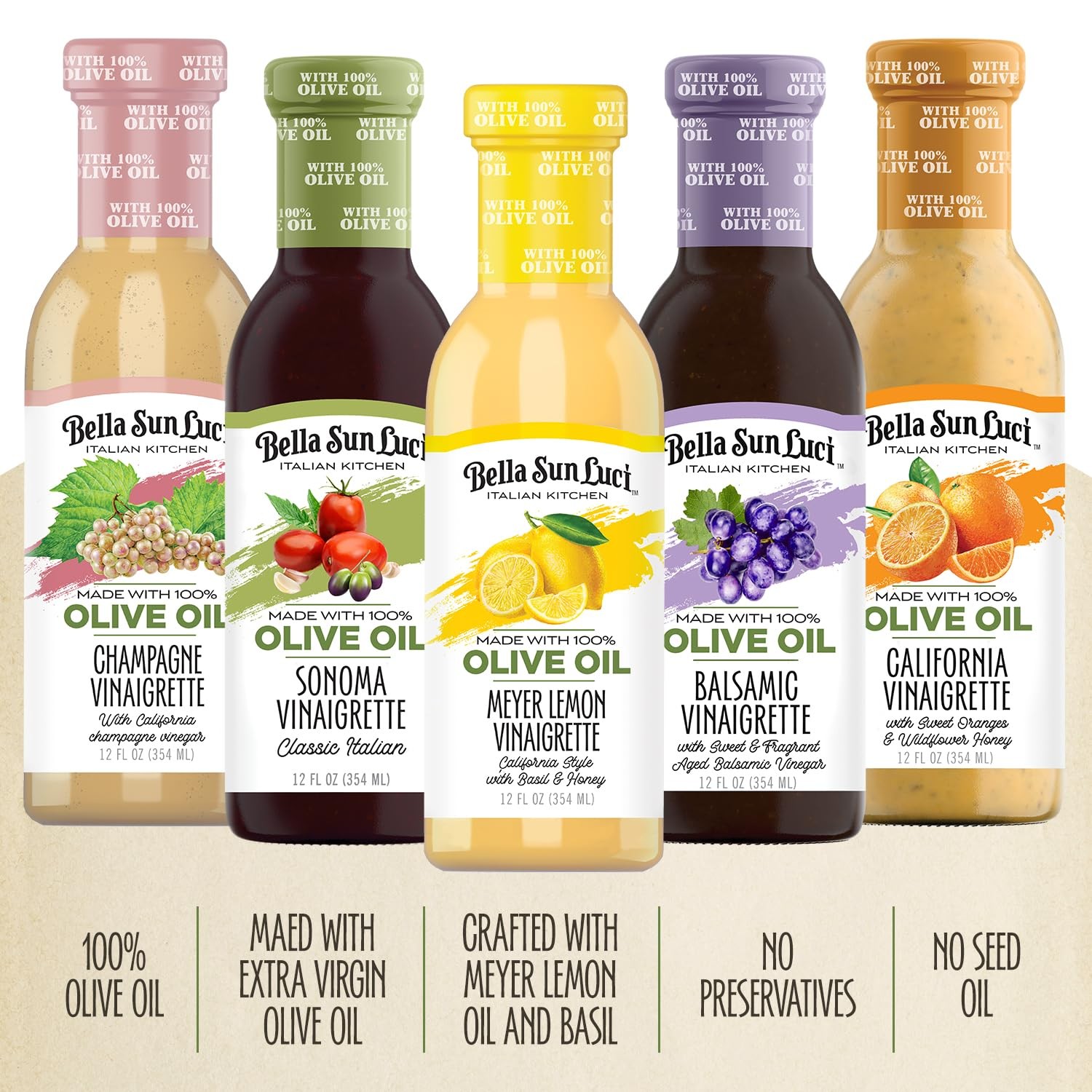 Bella Sun Luci Italian Kitchen California Vinaigrette Salad Dressing, 6 Count