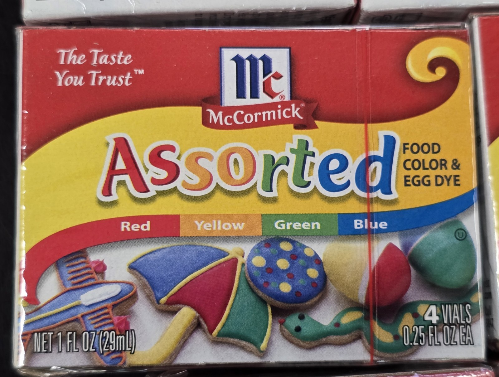 FOOD DYE LOT OF 10 Packs of McCormick Assorted Food Coloring Egg Dye 40 Bottles