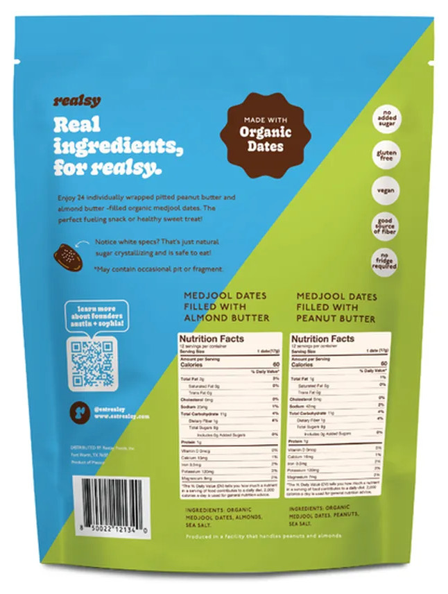 2 Packs Realsy nut butter filled dates 14.40z each