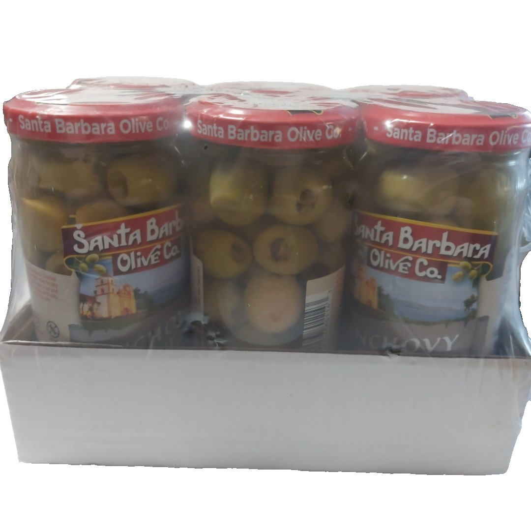 Santa Barbara Anchovy Stuffed Olives 5 Ounce Jars (Pack of 6)