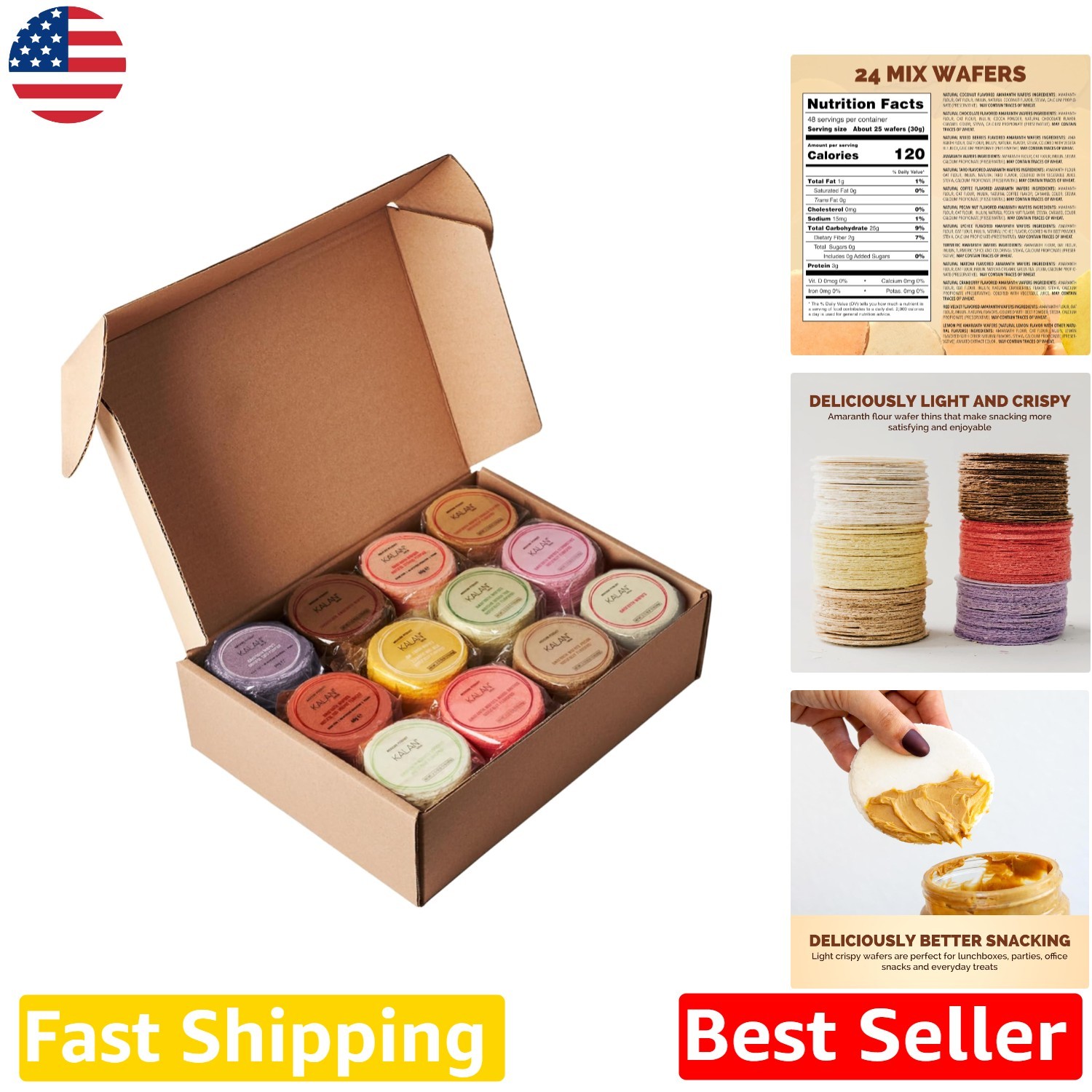 Healthy Wafer Thins – Amaranth Flour, Sugar-Free, 24pc Variety Pack