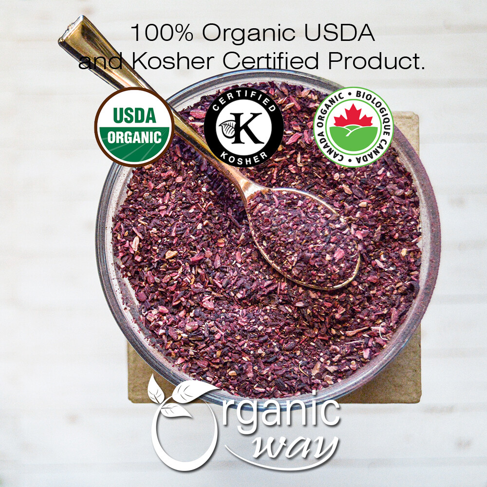 Organic Way Hibiscus Flower Cut & Sifted – Organic, Kosher & USDA Certified