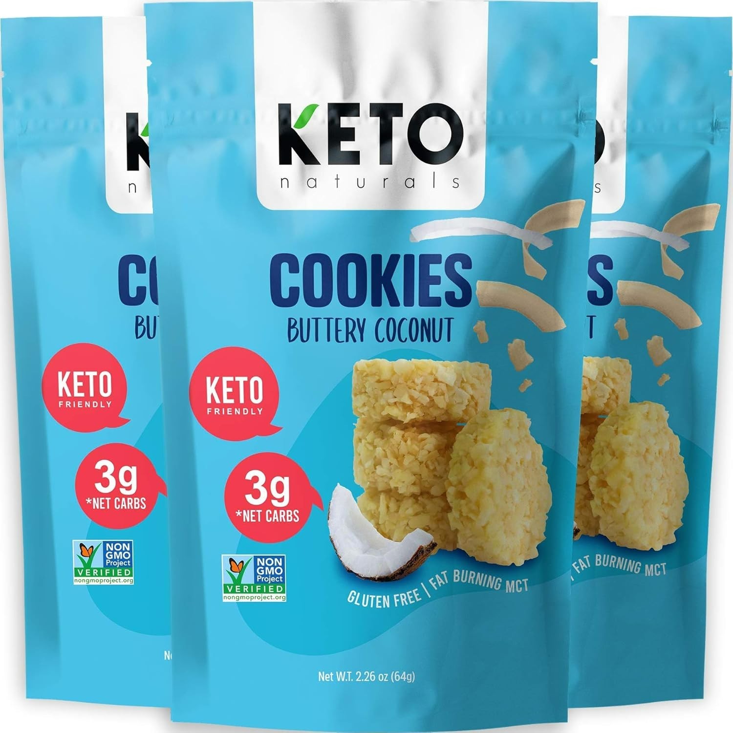 Pack of 3 Coconut Keto Cookies – Deliciously Buttery & Perfect for Diabetics