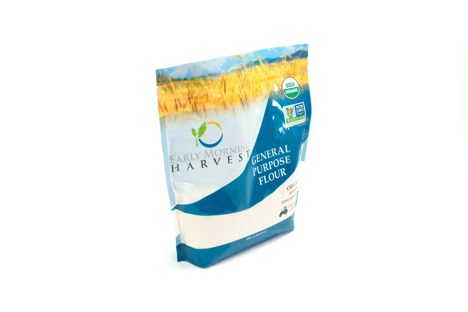 Early Morning Harvest Organic Non-GMO Unbleached General Purpose Flour- 4 Lb Bag
