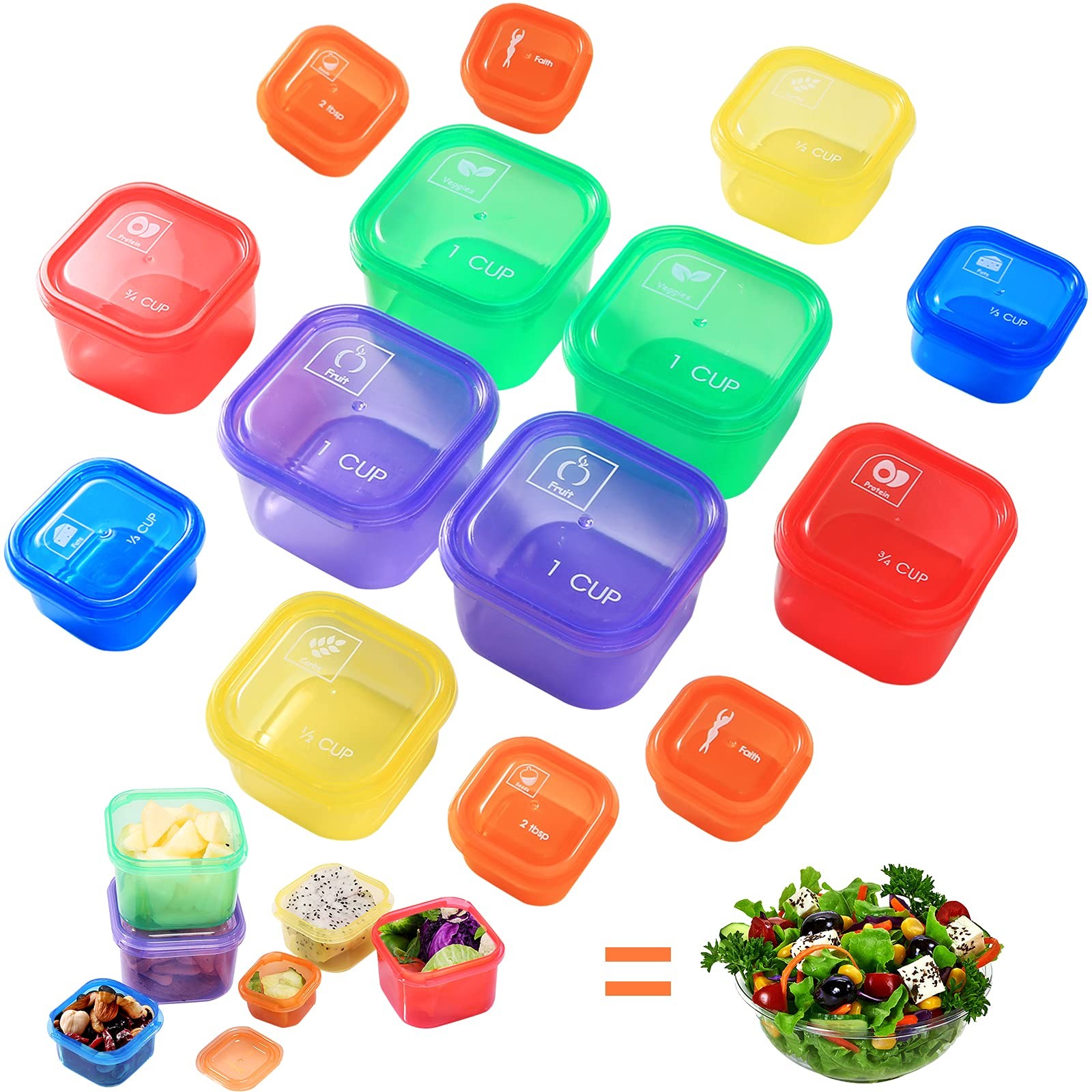 7Pcs Portion Control Container Kit,21 14 pieces, varying capacities, Purple