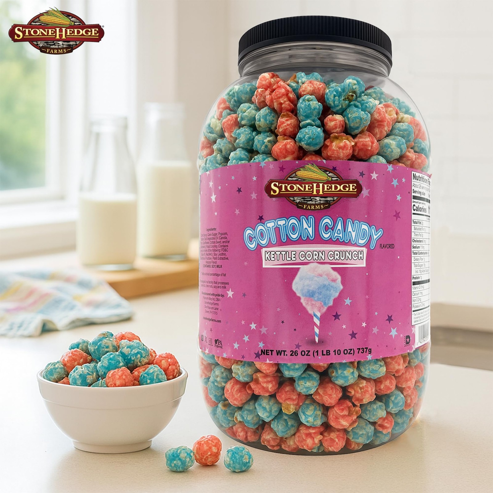 Cotton Candy Flavored Popcorn | 26 oz Large Tub | Perfect for Holidays, Chris…