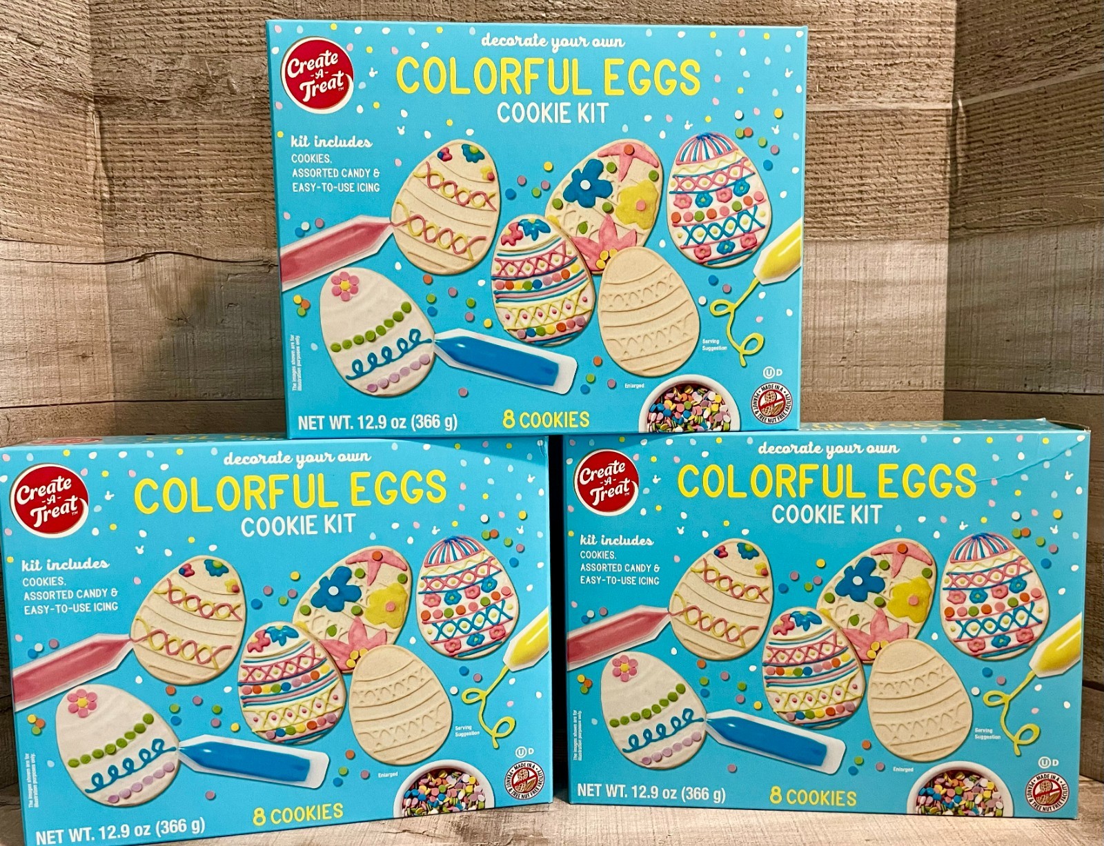 3 X Decorate Your Own Sugar Cookie Kit -Level 1 – Makes 24 Cookies – BB 8/26