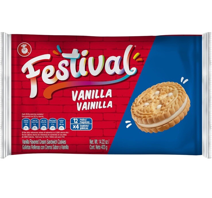 Festival Vanilla galletas Flavored Cream Sandwich Cookies 14.2 Oz