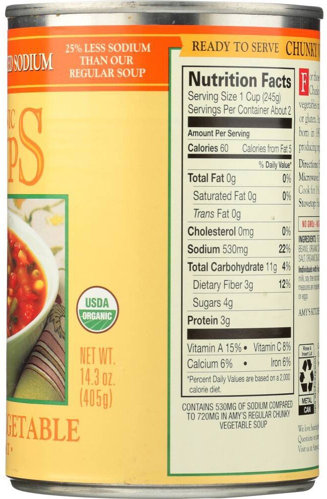 Amy’s Organic Reduced Sodium Chunky Vegetable Soup – 14.3 oz