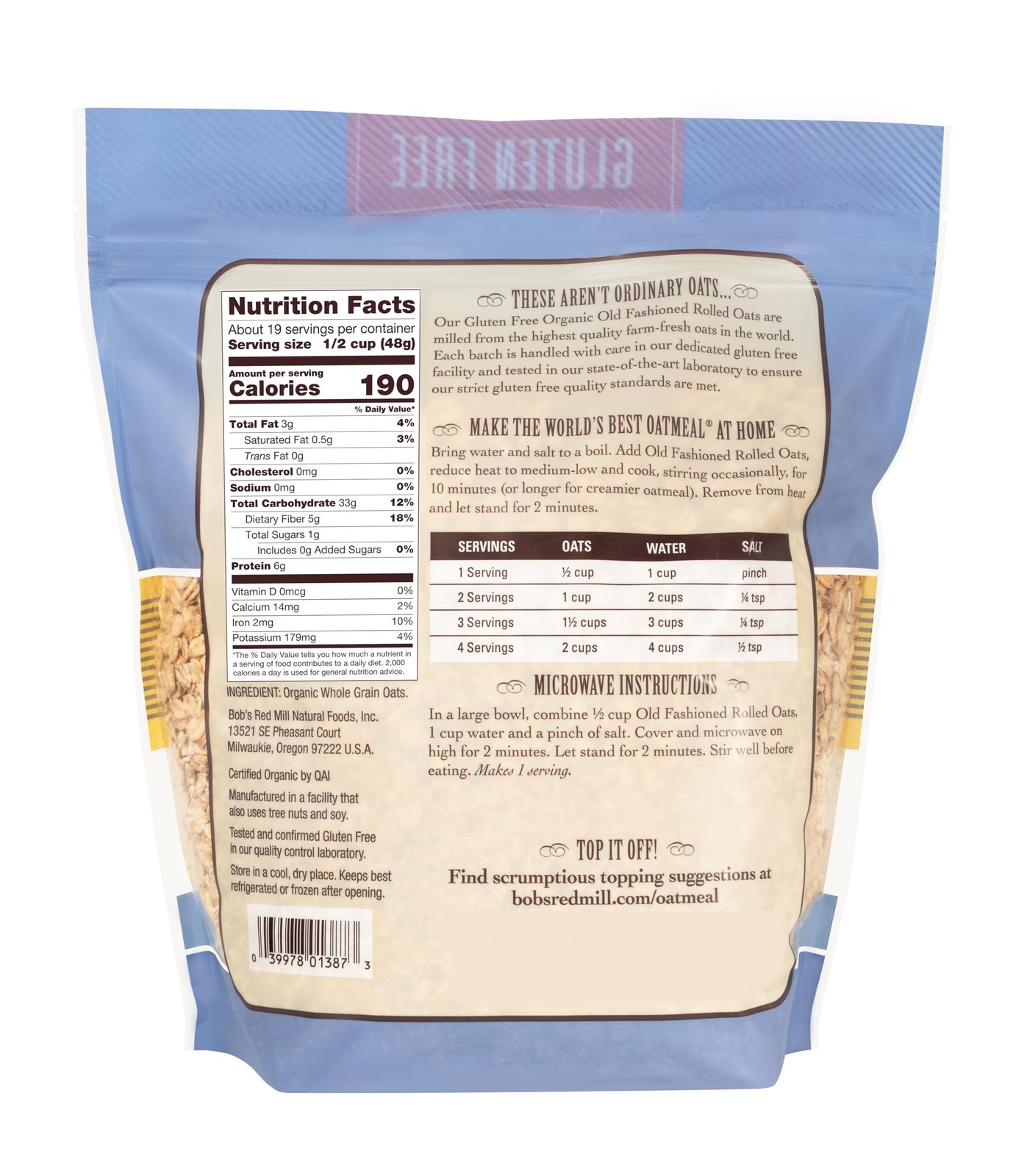 Gluten Free Organic Old Fashioned Rolled Oats, 32 ounce (Pack of 4)