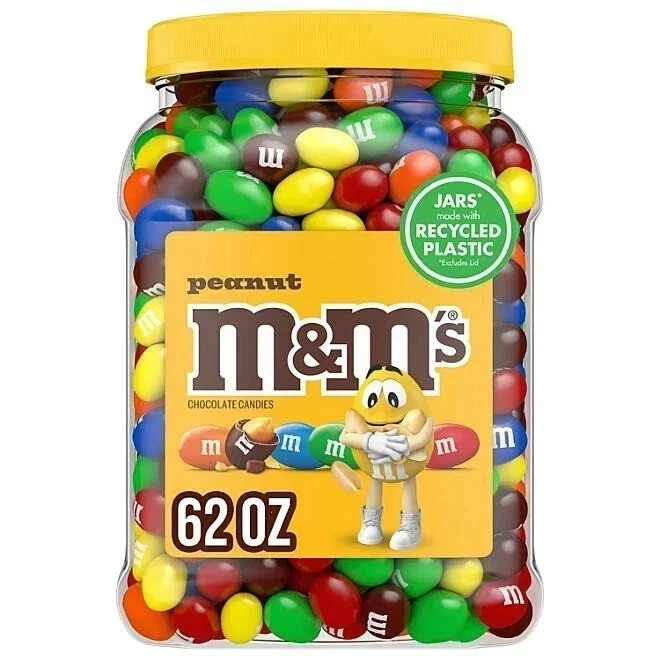 M&M’S Peanut Milk Chocolate Candy Bulk Jar 62 oz FAST SHIPPING
