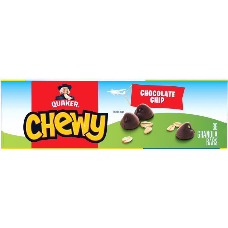 Chewy Granola Bars Chocolate Chip Flavor 36 Count Whole Grain Healthy Snack New